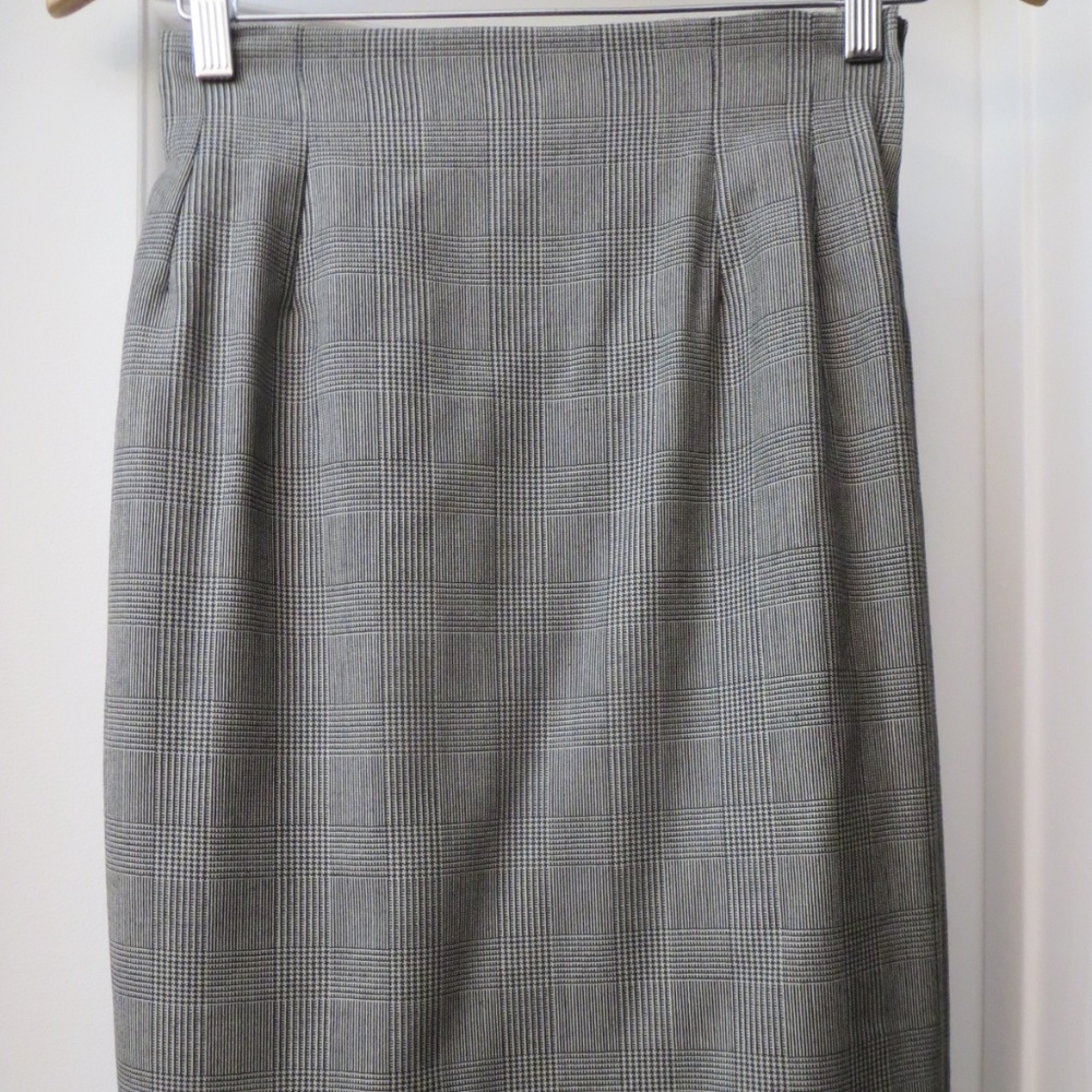 Georges Rech Paris Glen Plaid Wool Pencil Skirt